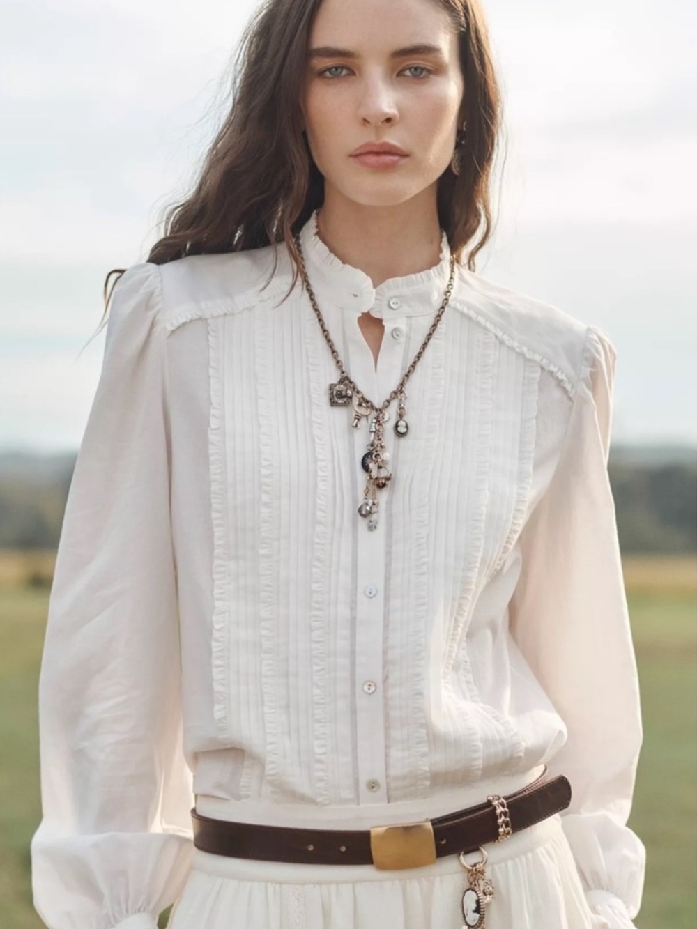 Zara STUDIO limited edition White Pleated Button-Down Shirt